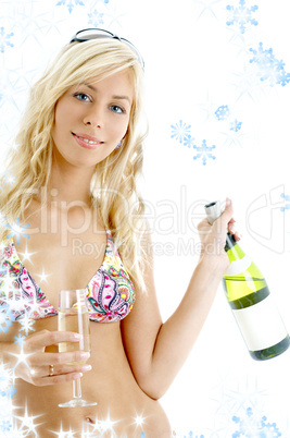 wine girl with snowflakes #2