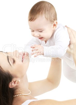 happy mother with baby boy