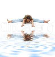 upavistha konasana wide-angle seated forward bend on white sand