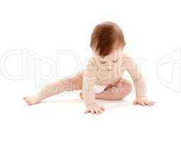 sitting baby boy in diaper