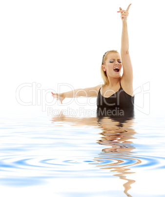 singing blonde in water