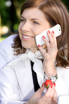 business lady with strawberry