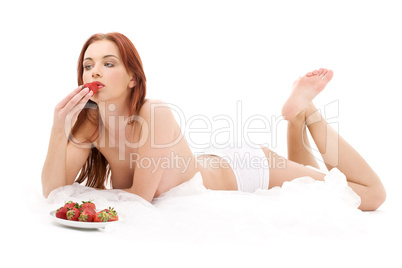 strawberry in bed