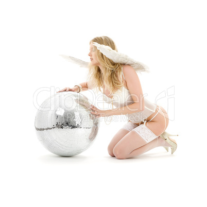 lingerie angel with disco ball