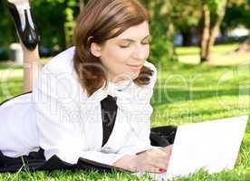 office lady in park