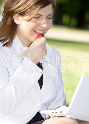 business lady with strawberry