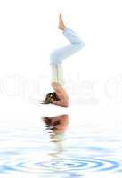 salamba sirsasana supported headstand on white sand