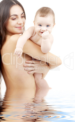 clean baby in mother hands
