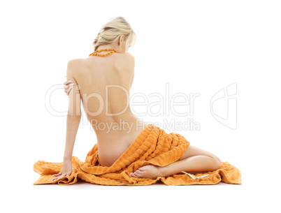 beautiful lady with orange towels