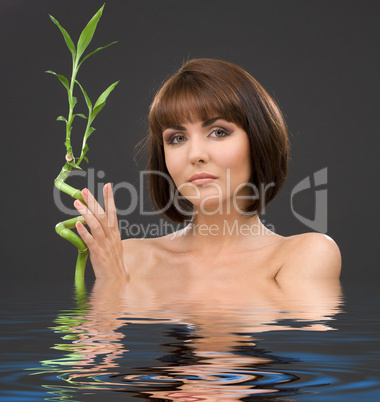 brunette with bamboo