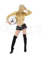 golden jacket girl with disco ball