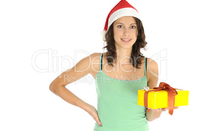 Girl holding christmas present