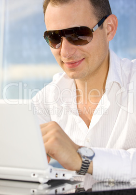 businessman on leisure with laptop