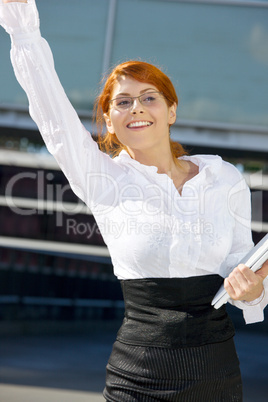 happy businesswoman