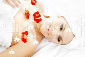 red flower petals spa puzzle