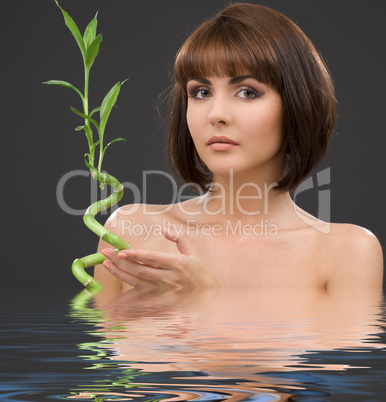 brunette with bamboo