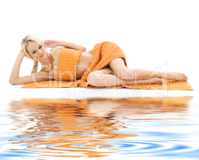 beautiful lady with orange towels