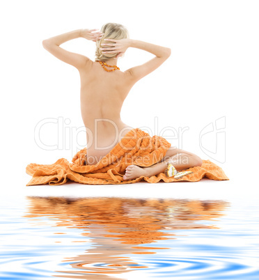 beautiful lady with orange towels