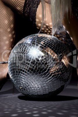 fishnet stockings and disco ball
