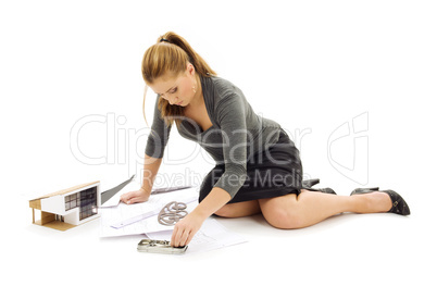 architect girl with house model