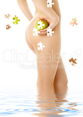 naked woman with green apple