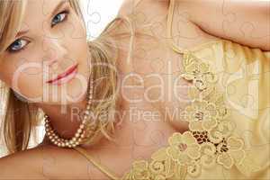 mysterious blue-eyed blond in pearls puzzle