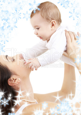 happy mother with baby boy