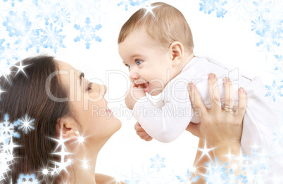 happy mother with baby boy