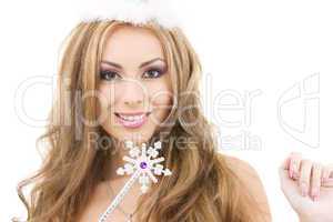 lovely fairy in crown with magic wand