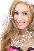 lovely fairy in crown with magic wand