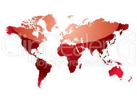 world map reflect red