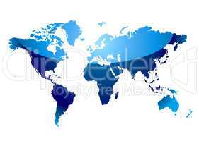 world map reflect blue