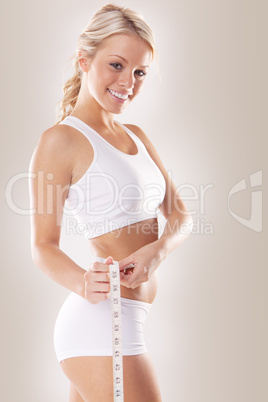 Woman measuring body