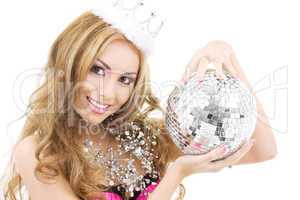 lovely fairy in crown with disco ball