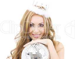 lovely fairy in crown with disco ball