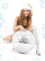 sexy santa helper with big disco ball