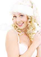 cheerful santa helper girl