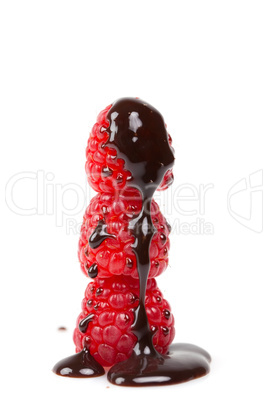 Himbeeren und Schokosauce/ raspberry and chocolate sauce