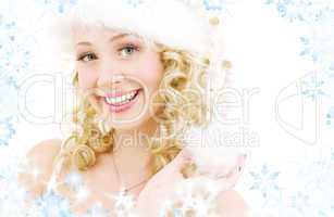 cheerful santa helper girl