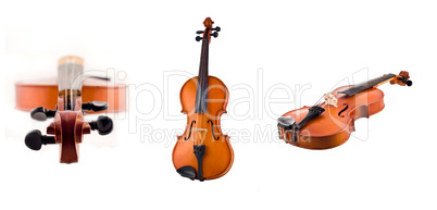 Collage of Antique violin views isolated