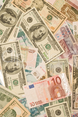 Dollars, euros, russian roubles - Money