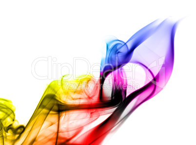 Bright colorful fume abstract shapes over white