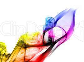 Bright colorful fume abstract shapes over white