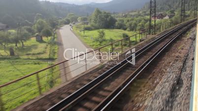 Passenger train rides to Carpathians  (Full HD)