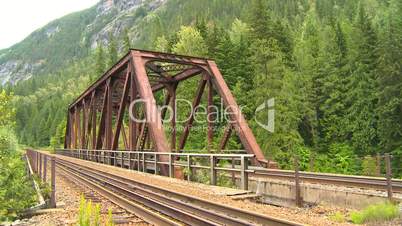 railway bridge in mountain valley, Canada