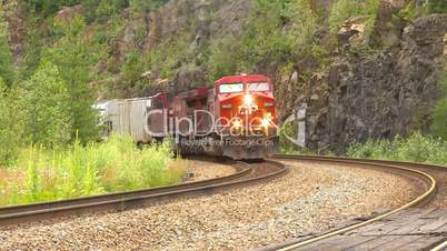 freight train on heavy mountain grade. Canada