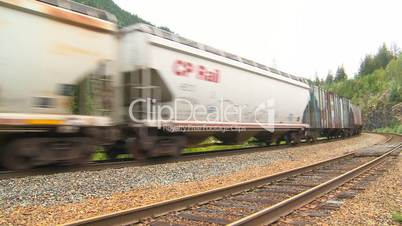 Canadian freight train on curve