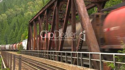 end of Canadian freight train over bridge