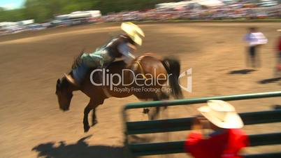 rodeo, bareback bronc another rough get off