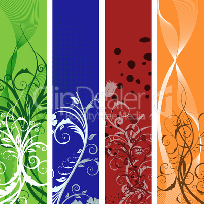floral banners set